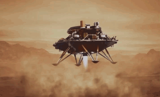 天问一号成功着陆火星的模拟图