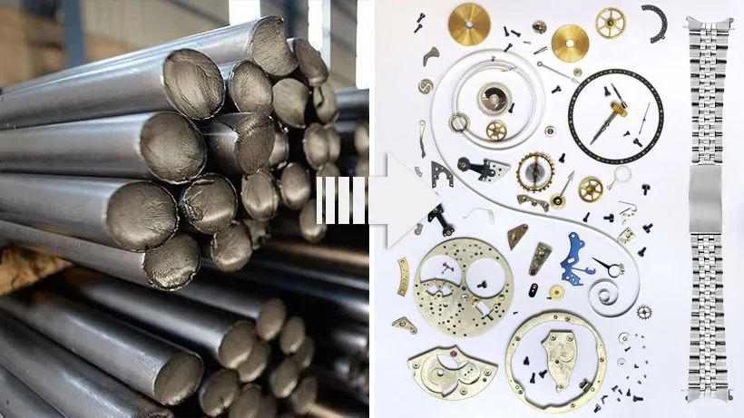制表棒料经过多道工序加工成各种零件