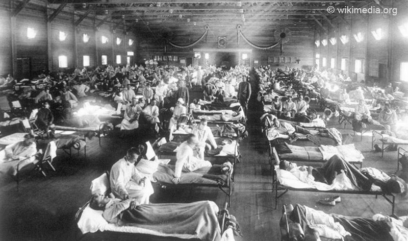 1918年拍摄的治疗H1N1流感病毒情景